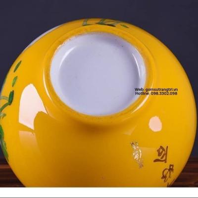 BÌNH HÚT TÀI LỘC SEN VỊT MEN VÀNG